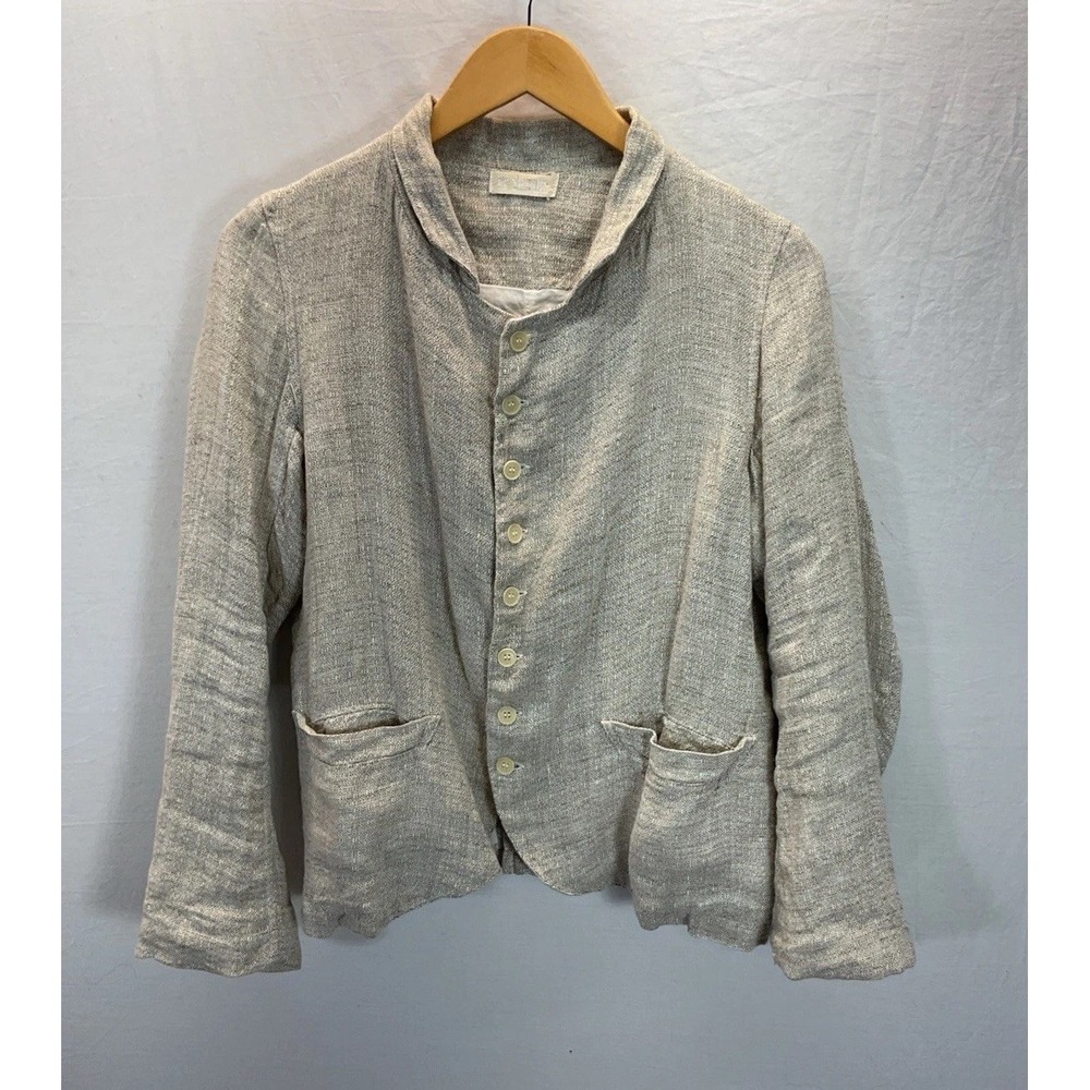 CP SHADES Dree Jacket Ivory textured Linen Blazer Sz SM lined City Chic neutral